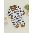thumbnail image 3 of Wassery Western Baby Boy Fall Clothes 3 6 12 18 Months Infant Cow Print Long Sleeve Button Polo Romper Jumpsuit One Piece Outfits Cowboy Country Clothing 0-18M, 3 of 9