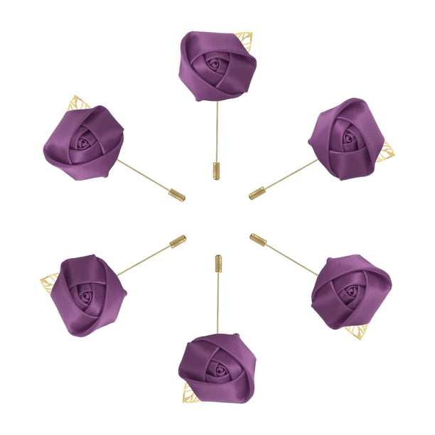 Ramilletes de rosa Unique Bargains 6 Pcs para Novio Alfileres Ceremonia de Boda Aniversario Cena Formal Fiesta Dulce Morado
