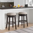 thumbnail image 2 of Alaterre Furniture Clara Dark Brown Wood Swivel Bar Height Stool - Set of 2, 2 of 7
