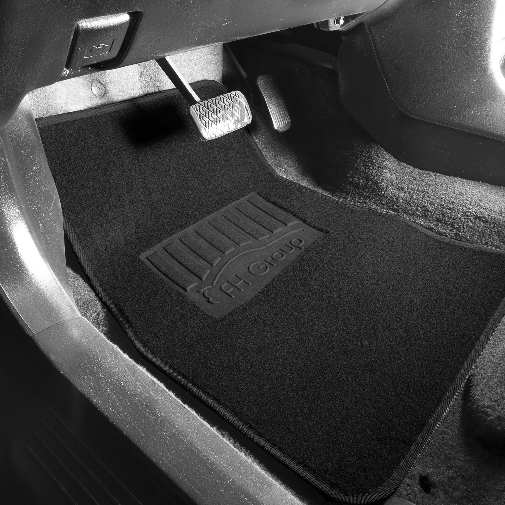 FH Group, 4pcs Floor Carpet Mats for Auto Car SUV Van Universal Fitment  Black