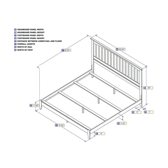 Mission King Solid Wood Foundation Bed in Walnut