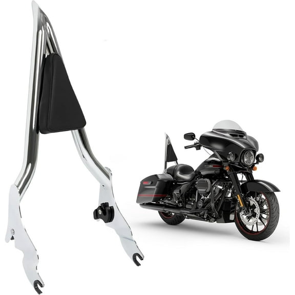 Kojem Detachable Backrest Sissy Bar 28" Chrome for 2009-2024 Harley Touring Models Street Road Electra Glide Road King CVO Ultra Limited Low Back Rest Luggage Rack