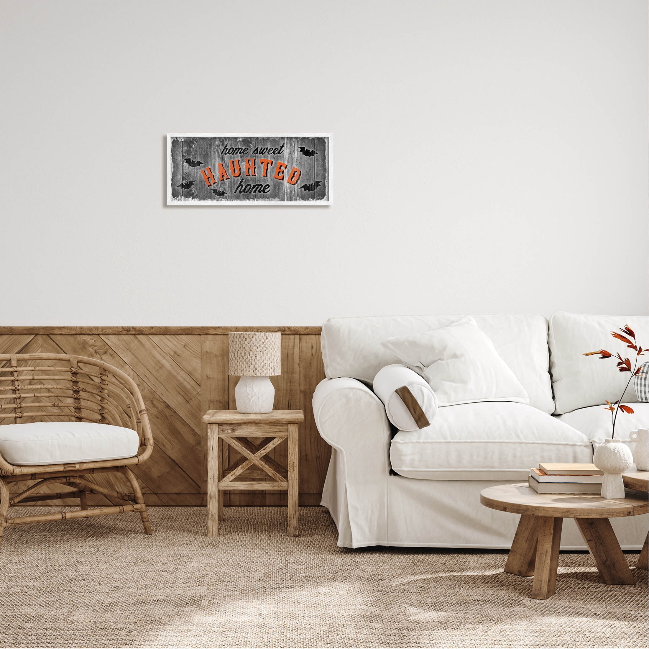 Stupell Industries Sweet Haunted Home Bats Sign Graphic Art White Framed Art Print Wall Art, Design by Natalie Carpentieri