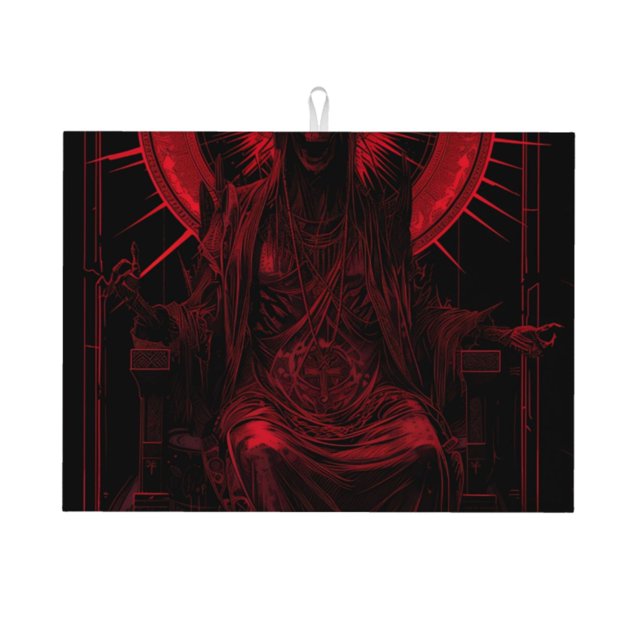 Fotbe Red Gothic Skeleton Throne Alfombrilla de Secado para Cocina con Estampado, 18x24 Pulgadas