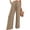 Khaki, variant on Women's Wide Leg Pants High Waisted Flowy Casual Baggy Drawstring Palazzo Trousers Beach Pants Resort Wear