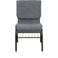 thumbnail image 5 of (10 PACK) 18.5'' Wide Light Gray Fabric Church Chair with Book Rack and Gold Vein Frame - Multipurpose Stackable Office Side Chair, 5 of 7