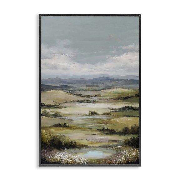 Stupell Industries Traditional Rolling Mountain Meadows Black Framed Giclee Art, 12 x 18, by Petals Prints Design