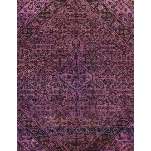 Ahgly Company Machine Washable Indoor Rectangle Abstract Purple Lily Purple Area Rugs, 2' x 5'