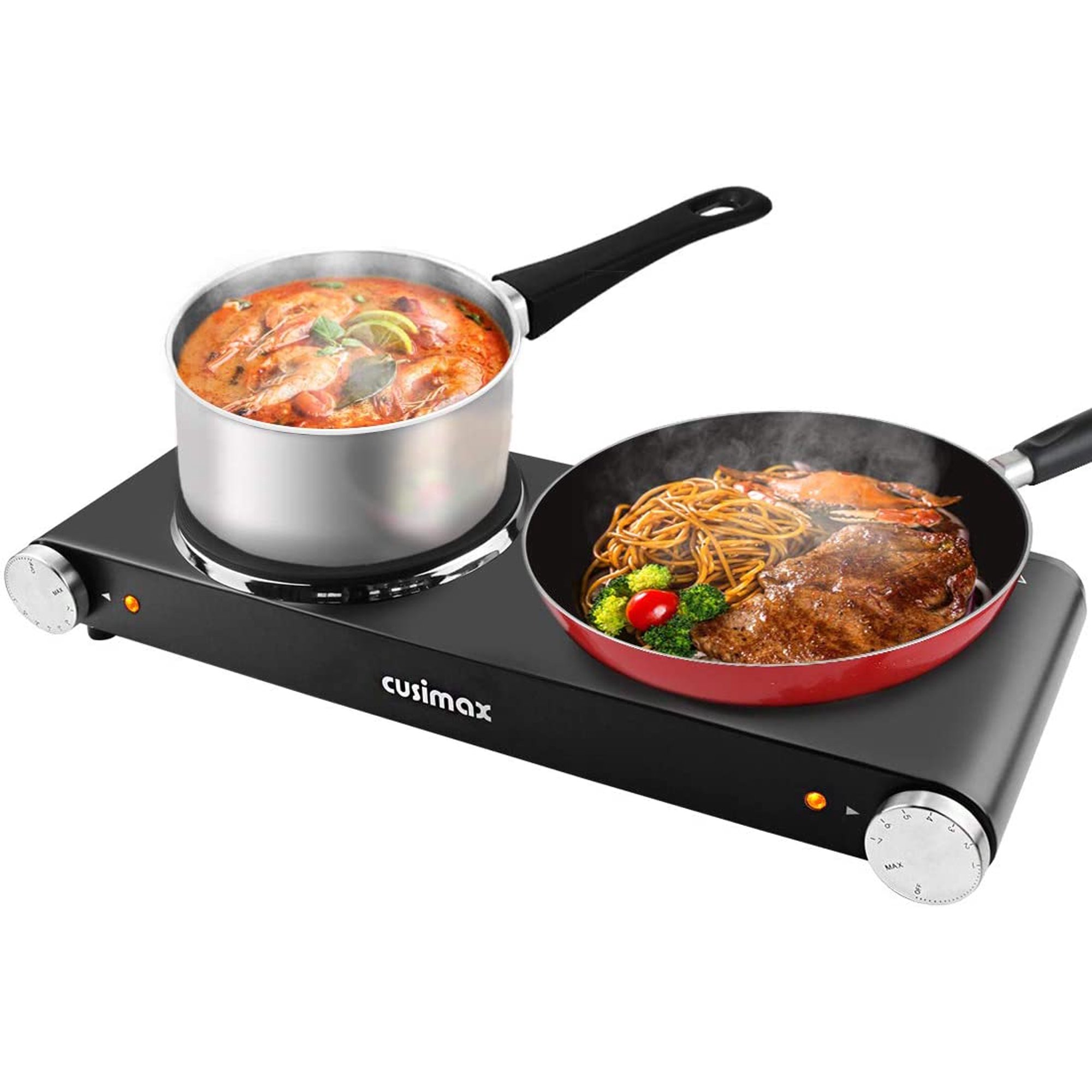 CUSIMAX 900W+900W Double Hot Plates, Cast Iron Hot Plates, Electric  Cooktop, Hot Plates for Cooking Portable Electric Double Burner, Stainless  Steel, 22.5 x 4.3 x 10.5 inches - Walmart.com