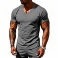 thumbnail image 4 of VgaVtl Summer Men's Tshirt Short Sleeve Muscle V-Neck Leisure Slim Tops for Men Solid Color Workout Quick Drying, 4 of 9