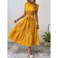 thumbnail image 6 of Women Summer Casual Midi Maxi Dresses Short Sleeve Yellow S, 6 of 9