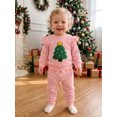 thumbnail image 3 of RUINIXCW Toddler Girl Christmas Outfit Ruffle Long Sleeve Striped Sweatshirt Pants, 3 of 8