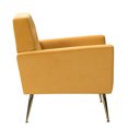 thumbnail image 3 of Velvet Accent Chair, Modern Button Tufted Upholstered Single Sofa Chair Armchair with Adjustable Golden Metal Legs and Padded Cushion, Comfy Lounge Chair with Armrest for Living Room Bedroom, Mustard, 3 of 7