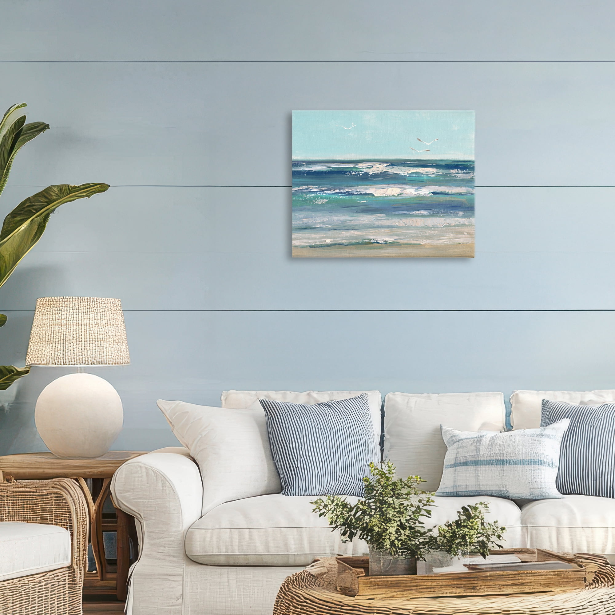 Stupell Industries Seagulls over Rolling Waves Canvas Wall Art, design by Sally Swatland