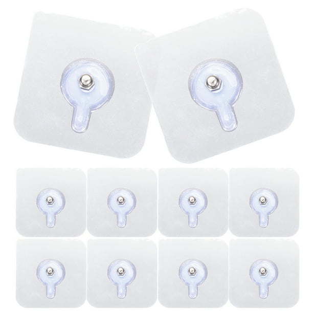 10 pegatinas de tornillos sin perforaciones que no dejan marcas, ganchos invisibles para colgar cuadros en la pared, kit para colgar marcos de fotos (6 x 6 cm de grosor, 10 mm de grosor).