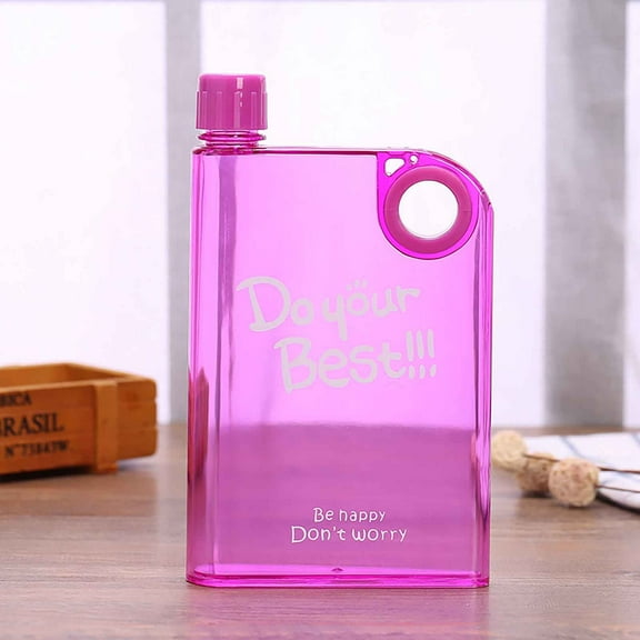 Vacemry Under $5 Book Shape Water Bottle, Transparent Plastic Flat Container with Leak Proof Lid, Portable Hydration Vessel for School Gym and Outdoor Activities