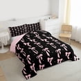 thumbnail image 3 of Homewish Kawaii Bowtie 3 Pieces Queen Comforter Set for Girls,Black White Polka Dots Ultra Soft Bedding Sets,Dreamy Princess Bow Bedding Comforter Set Breathable,Luxury Bedroom Decor,Reversible, 3 of 8