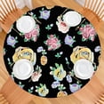 thumbnail image 2 of Pioneer Flower Floral Print Pattern Round Fitted Tablecloth with Elastic Edge,Dining Table Cover Waterproof,Outdoor Round Tablecloth for Camping,Dining,Indoor and Outdoor, 2 of 7