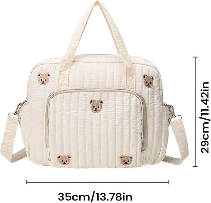 Bear-Shaped Diaper Tote Bag - Cute Travel Diaper Bag with Zippered Pockets, Spacious Hospital Maternity Tote for Mom & Dad, Baby Storage Organizer for Wet Wipes, Clothes & Essentials  P