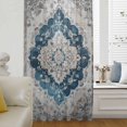 thumbnail image 6 of Blue Boho Floral Sheer Curtains 45 Inches Long, Vintage National Floral Textured Light Filering Curtains, Breathable Simi Curtain Privacy Drapes for Kitchen Bathroom Small Window Treatment, 6 of 9