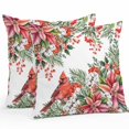 thumbnail image 2 of Throw Pillow Covers 16x16 Inch Set of 2, Cardinal Bird Waterproof Outdoor Pillow Covers, Winter Poinsettia Berry Pine Cones Floral Decorative Cushion Pillowcases for Couch, Sofa, Bed, Garden, Patio, 2 of 9