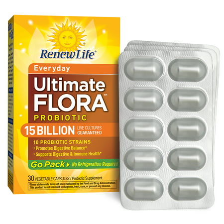 Renew Life - Ultimate Flora Probiotic Everyday - 15 billion - 30 vegetable capsules - Go (Best Vegan Probiotic Foods)