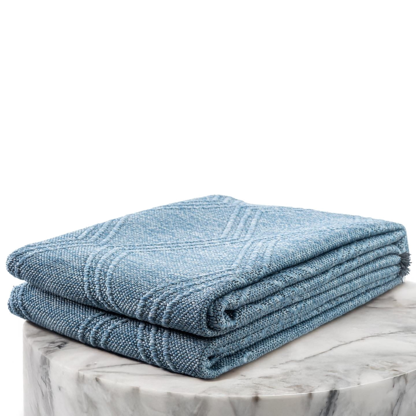 Luxe Weavers Modern Farmhouse Blue 8x10 Washable Area Rug, Anti-Slip Diamond Pattern Carpet