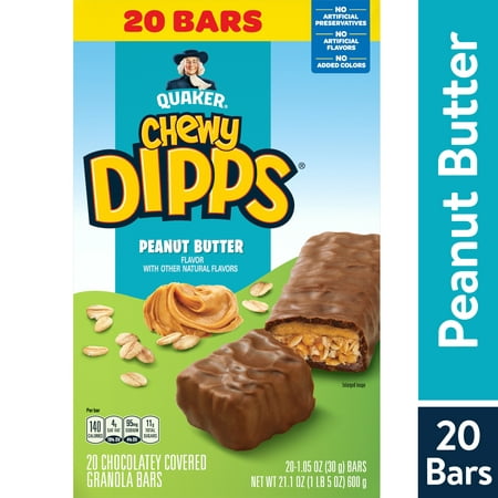 Quaker Chewy Dipps Peanut Butter Granola Bars, 20 Pack