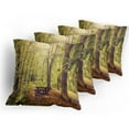 thumbnail image 5 of Ambesonne Forest Throw Pillow Cover 4 Pack, Nature Serenity Peace, 20", Green Brown, 5 of 7