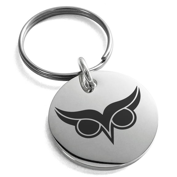 Tioneer Stainless Steel Athena Greek Goddess of Wisdom Engraved Small Medallion Circle Charm Keychain Keyring