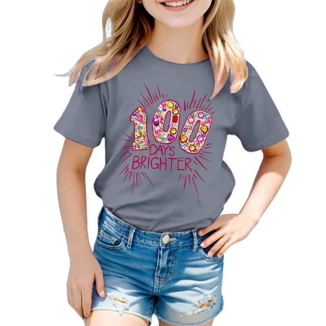 TZEWGL Chemise Mignonne pour Enfant Imprimé Graphique Col Rond Manches Courtes Vêtements pour Enfants Taille 12-13T