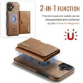 thumbnail image 3 of PU Leather Wallet Phone Case Compatible with iPhone 16 Plus, with Card Holder 2 in 1 Detachable Back Cover for iPhone 16 Plus, RFID Blocking Kickstand Heavy Duty Classic Magnetic - Brown, 3 of 11
