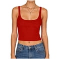 thumbnail image 4 of NIEWTR Women Summer Boho Tie Front Lace Trim Tank Tops Beach Button Down Top Sleeveless Mesh Chiffon Crop Tops Clothes Womens Tank Summer Tank (XL,A145-Red), 4 of 7
