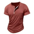 thumbnail image 4 of Mens Big and Tall Henley Shirt, Short Sleeve Shirts for Men Summer Casual Vintage Solid Color Button Up Crewneck T-Shirts with Pockets, 4 of 5