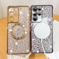 thumbnail image 4 of for Samsung Galaxy S21 Ultra Case,Compatible with MagSafe Cheetah Print Plating Camera Protection Clear Phone Case,  Glitter Leopard for Women Girls Case 6.8"-Gold, 4 of 7