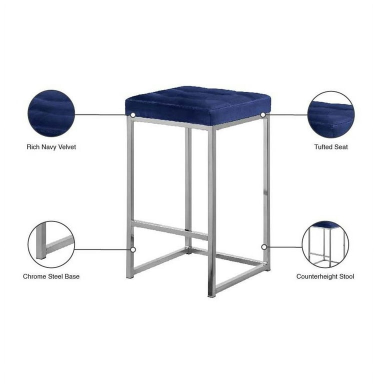 Meridian Furniture Nicola Velvet Counter Stool - Chrome Meridian Furniture Nicola Velvet Counter Stool - Chrome