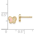 thumbnail image 3 of 14K Yellow Gold Madi K Cubic Zirconia Pink Enamel Butterfly Post Earrings, 3 of 7