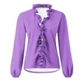 thumbnail image 5 of FamilyThread Womens Dressy Casual Blouses Long Sleeve V Neck Ruffle Tops Business Ladies Breathable Summer Trendy Work Shirt, 5 of 5