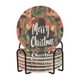 thumbnail image 2 of BZSMCE 6Pcs Drink Coasters With Holder 3.94Inch Christmas Painting Of Classical Plaid Print Creative Coil Coaster for Drinks Set, 2 of 7