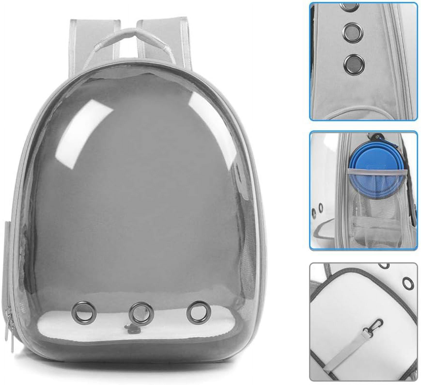 Pet Carrier, Cat/Dog Bubble Backpack, Pet Travel Bag, Small Space Pet Capsule Knapsack, Airline-Approved Ventilate Transparent Capsule Backpack for Hiking and Outdoor Use (Gray)