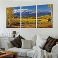 thumbnail image 2 of Nawypu Canvas Wall Art Autumn aspen trees and Wilson Peak Rocky Mountains CO Painting Poster Print Pictures On Canvas Framed Giclee Artwork Ready to Hang for Home Wall Decor 12''x16''X3 Panels, 2 of 4