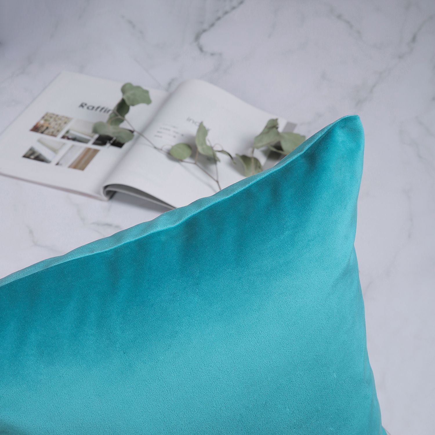 Phantoscope Silky Velvet Decorative Throw Pillows, 20 x 20 in, Sky Blue, 2 Pack
