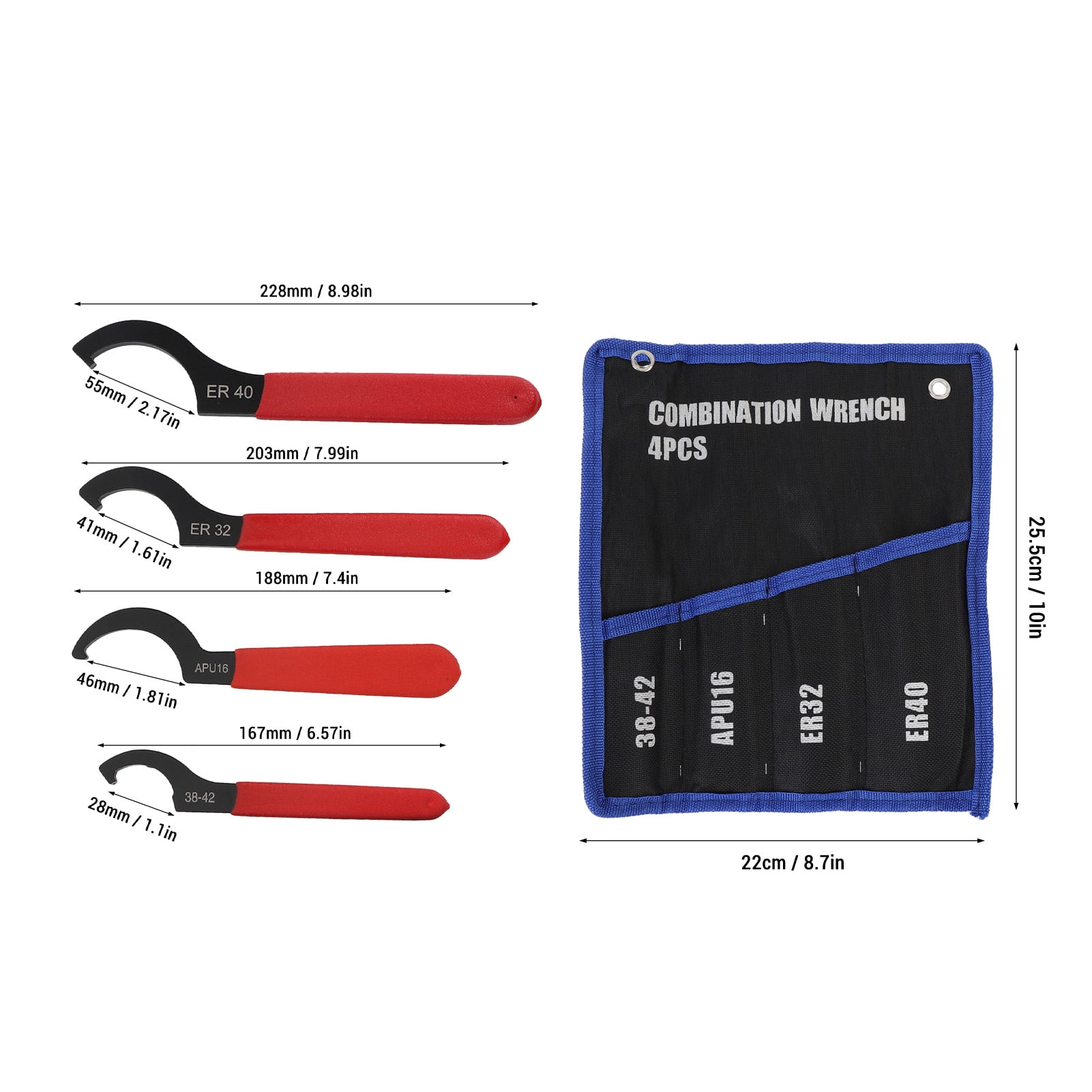 YAHHU 4Pcs Coilover Spanner Wrench Set Universal Shock Adjustable Spanners APU16 ER32 ER40 (9.84 inches / 25.0 cm) for Business Plumbing Automotive