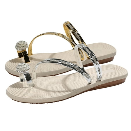

Akiihool Platform Flip Flops Comfortable Womens Fashion Flip Flops Ladies Summer Beach Yoga Sandals with Comfortable Arch Support (Silver 7)