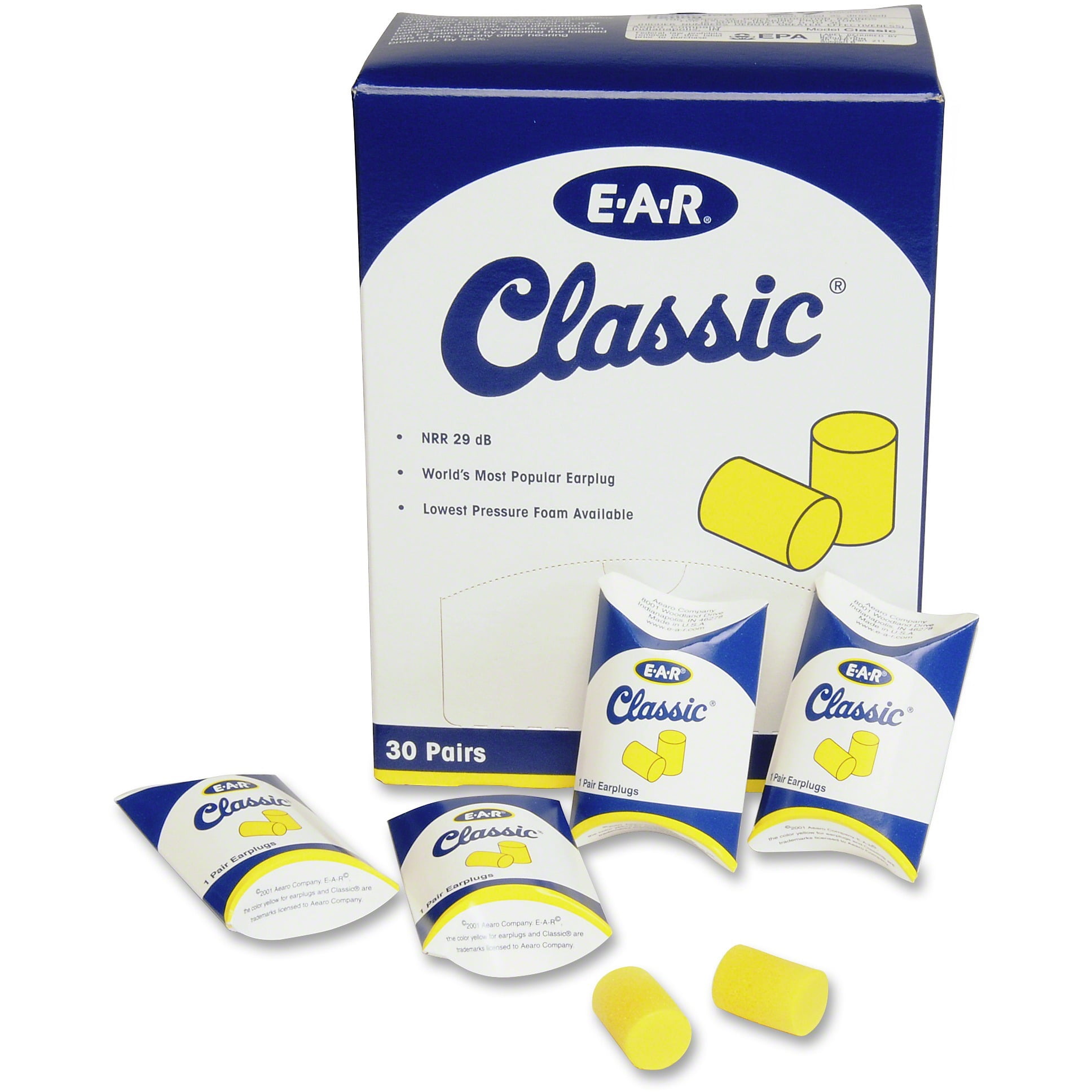 50 pairs 3M Ear Plugs E-A-R Classic Noise Reduction 29dB Yellow Foam Disposable 