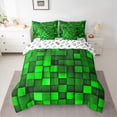 thumbnail image 2 of Manfei Abstract Plaid Print 7-Piece Twin Bedding Sets,Stereoscopic Checkered Bedding Comforter Set,Green Pixel Grid Sheet Sets For Girls Boys,Breathable Home Decor Reversible, 2 of 8