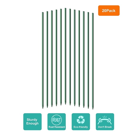 EcoStake Garden Stakes 4 ft Plant Stakes for Tomato Orchid Sunflower, Pack of 20