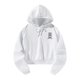 thumbnail image 2 of Sudadera con capucha corta para mujer Ropa con hombros caídos Ropa deportiva de manga larga Sudadera con capucha holgada con cordón S, 2 of 8