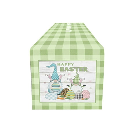 

Happy Easter Bunny Gnome Table Runners Bunny Gnomes Linen Burlap Happy Easter Table Runners For Kitchen Holiday Party Green