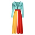 thumbnail image 4 of Fshaion Robe d'Été pour Femmes 2024 Grande Taille Col en V Profond patchwork Imprimée style des Fêtes Grande Jupe Longue Liquidation à Moins de 10!, 4 of 6
